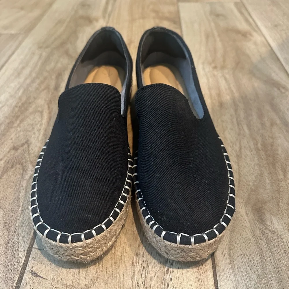 Joie Black Canvas Espadrille Slip-On Flats